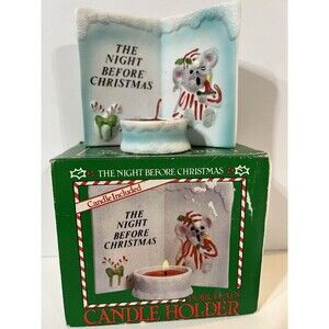 The Night Before Christmas Porcelain Tealight Candle Holder Storybook Mouse